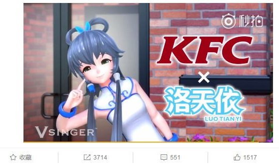 肯德基找洛天依代言背后 二次元形象IP的價值有多大？